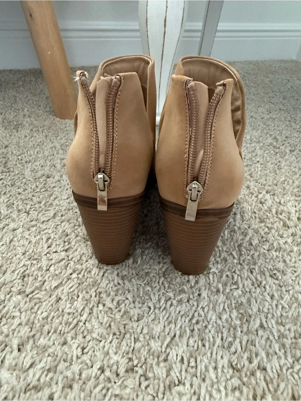 Tan Suede Pointed Cowgirl Ankle Boots - Picture 9 of 11